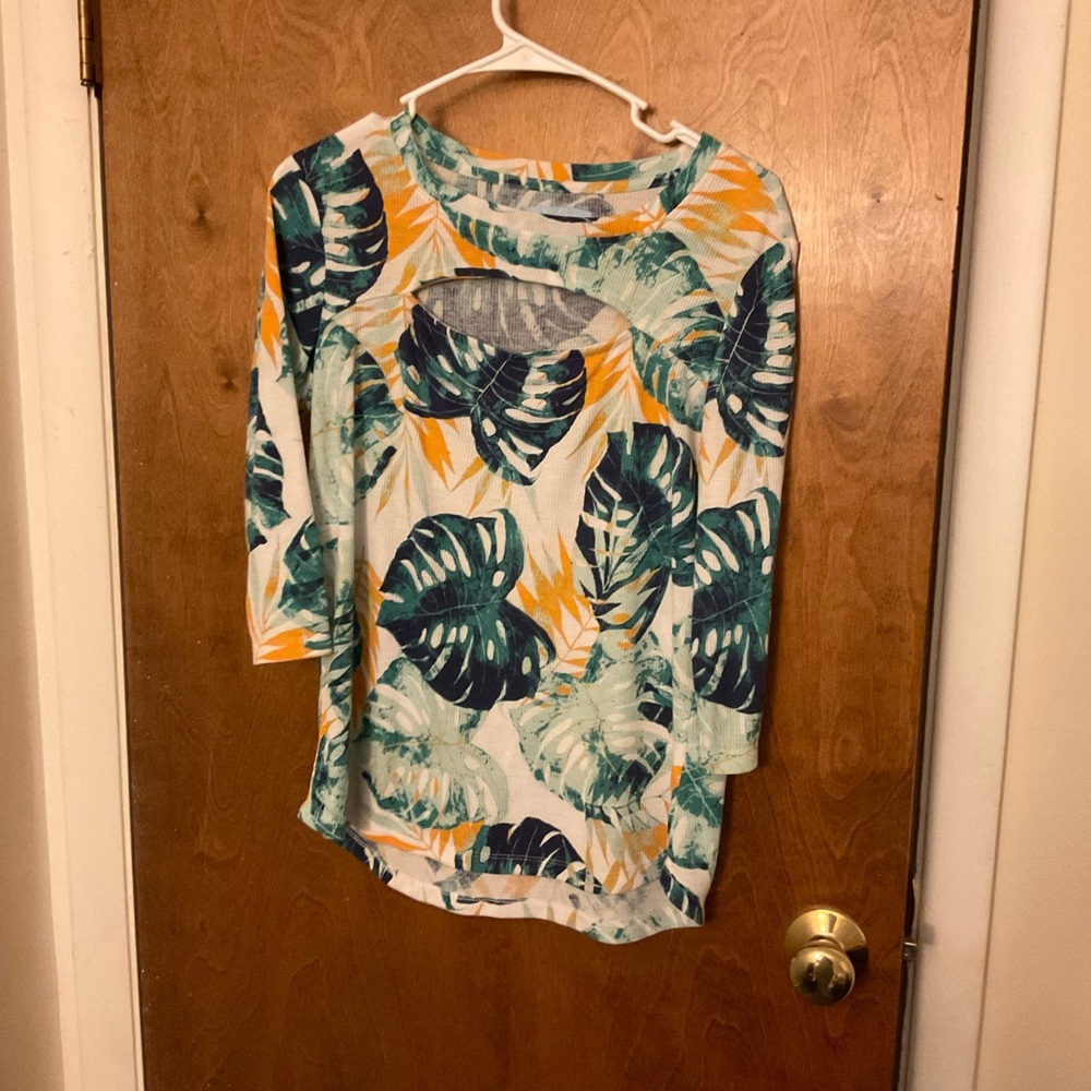 Tropical Leaf Print Top